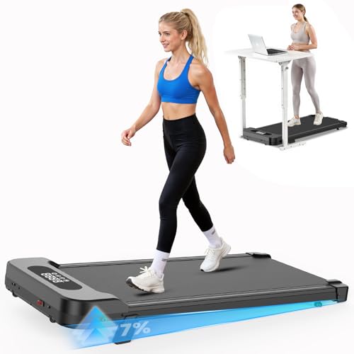 bigzzia Loopband met Helling, 3-in-1 Loopband Onder Bureau voor Thuis, 2,5PK Kleine Elektrische Loopbanden met Afstandsbediening & LED-display, 130KG Belastbaar, 1-8KM/U