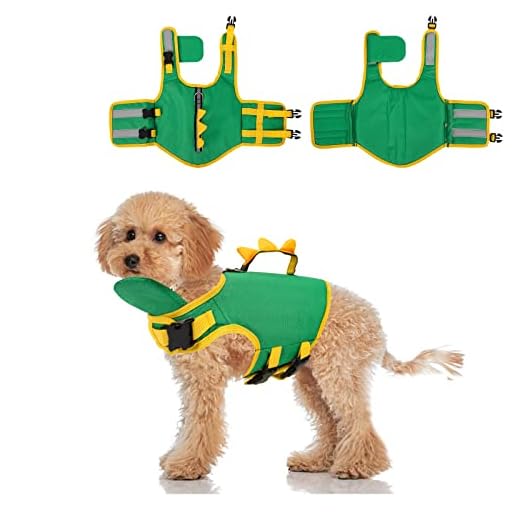 Chaleco Salvavidas para Perros, Chaleco Flotador para Pequeño Perros Chaleco de Seguridad Ajustable Chaleco de Natación para Perro con asa Chaleco Salvavidas para Mascotas Playa, Piscina (M,5-10kg)