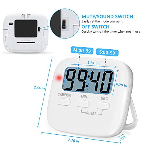 Kurzzeitwecker Mecheer 2er Set Küchentimer Digital mit Lauter Alarm