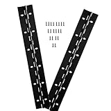 12 Inch Long Black Stainless Steel Continuous & Piano Hinges,2 Inch Open Width 0.04' Thick Stainless Steel Piano Hinge for Wood Furniture Mailbox Tool Storage Boxes Cabinets Door Hinges,2 Pieces