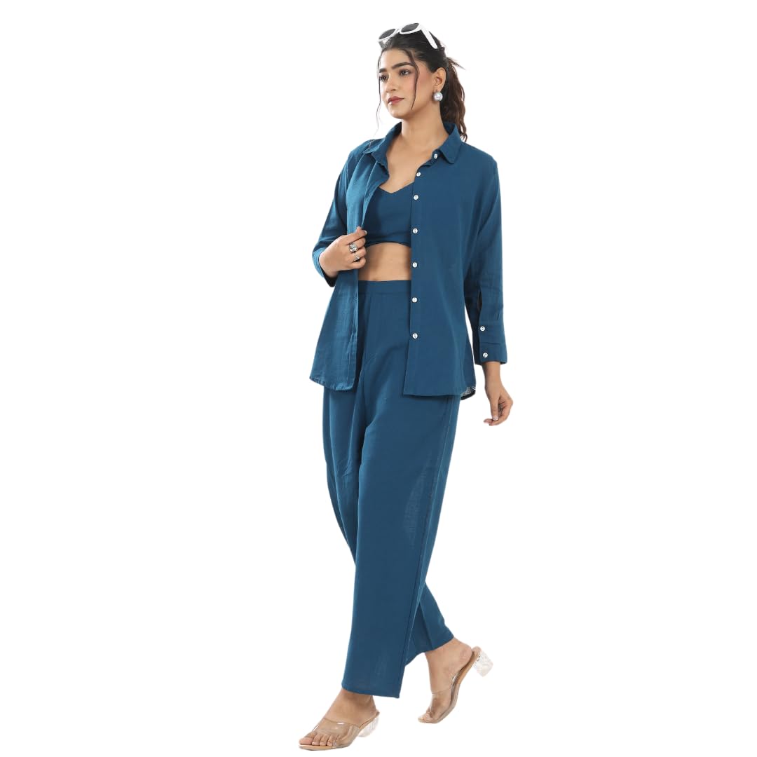 the house of rajpadmini Women's Premium 3-Piece Linen Co-ord Set-picture-28