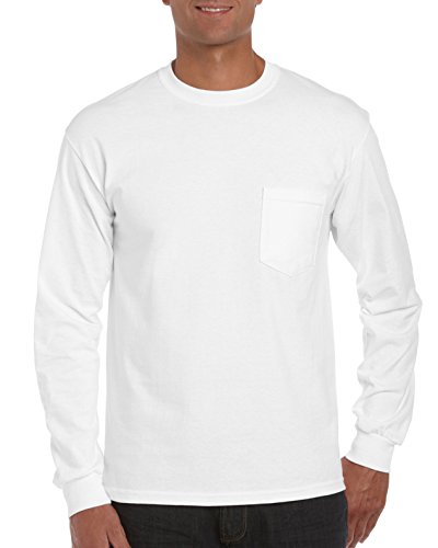 Gildan Ultra Cotton 6 oz. Long-Sleeve Pocket T-Shirt (G241) WHITE