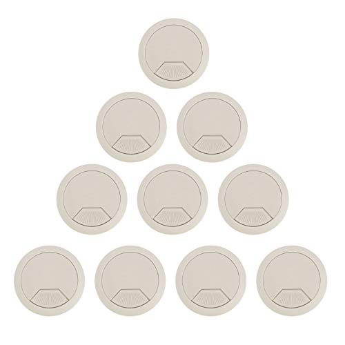 Ounona 10x Kabel / Kabelhouders voor Desktop Computer - Diameter 50 mm - Kunststof Wit / Grijs