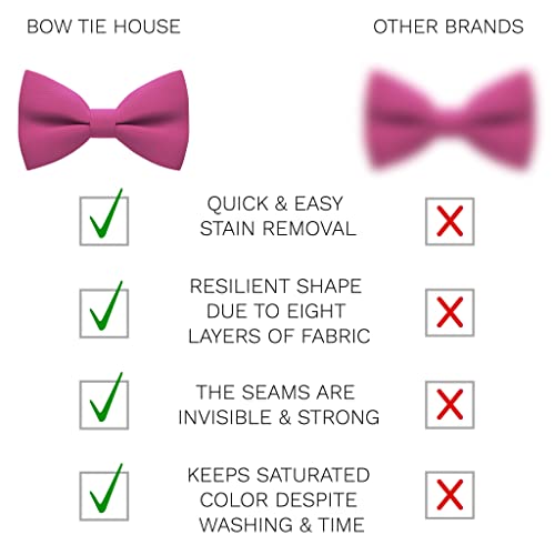 Image of Bow Tie House Mens Bowties Pre-tied Shape Clip on Bowtie Solid Men Formal Wear for kids, baby boys, toddler any age bow ties