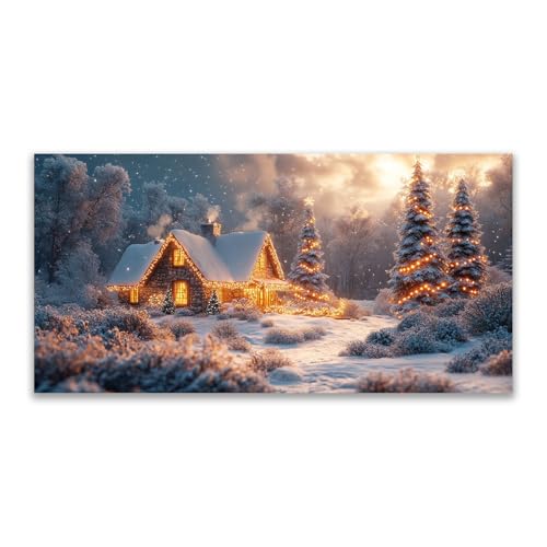Tableau de Noël pour toilettes et salle de bain ambiance hivernale festive BOHUO 50x100cm