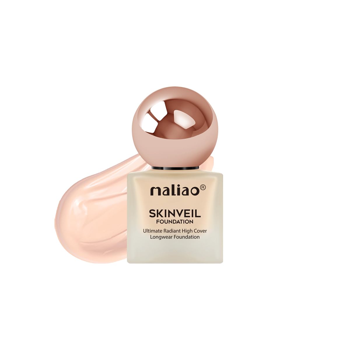 Maliao SkinVeil Foundation | Ultimate Radiant High-Coverage | Longwear & Lightweight | Flawless Matte Finish | Hydrating & Waterproof | White Ivory, 30ml