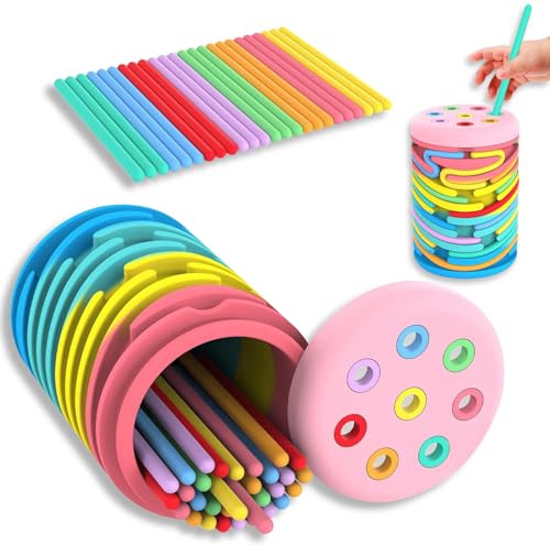 Image of Lielyhod Sensory Activity Board Montessori Toys for 2-3 Year Old Kids,Learning Color Sorting Silicone Toys for Stress Relief,Calming,Focus,ADHD,Autism,18 Month Baby Boys Girls Gifts with 24 Strings