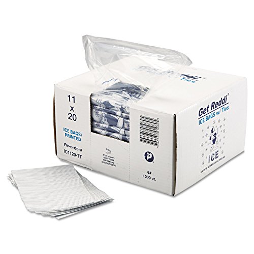 Inteplast IC1120-TT 8 lbs Capacity, 20" Length x 11" Width, Penguin Logo Ice Bag with Twist Ties (Case of 1000)