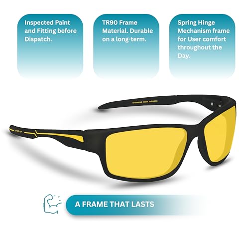 Image of EFERMONE Night Driving Glasses with Cleaning Kit, Yellow Polarized Lens, UV400, Anti-Glare Glasses for Riding Bike and Car