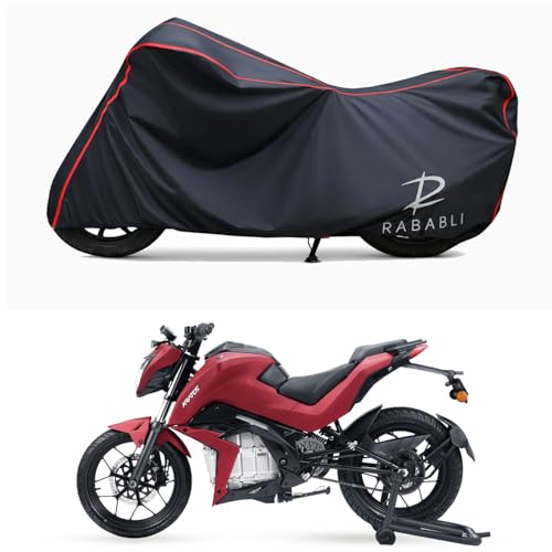 Image of Waterproof Bike Body Cover Compatible for | Tork Kratos STD | Taffeta Fabric, Red Piping Design, Bottom Elastic Fit | Dustproof, Sun UV & Rain Protection for All Bikes
