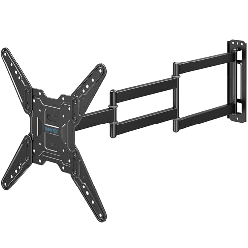 BONTEC TV Wall Bracket for 26-65 Inch LED LCD OLED Flat Curved, Full Motion Tilt and Swivel TV Wall Mount with 950mm Extension, Universal VESA 400x400mm, Corner TV Bracket 35kg for Living Room Bedroom