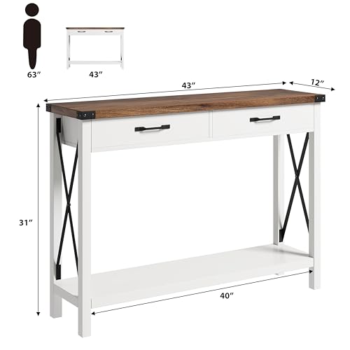 31" Console Table – 2 Drawers and Open Storage Shelf, 2-Tier Narrow Sofa Table for Entryway, Couch, Hallway, Living Room by IDEALHOUSE - Used condition - Image 2