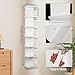 Hlimior 7 Tier Wall Shelf Unit - Narrow Smooth Laminate Finish - Vertical Column Wall Decor Mount Floating Storage Home Decor Organizer Tall Tower Utility Shelf for Bedrooms, Living Rooms(White)