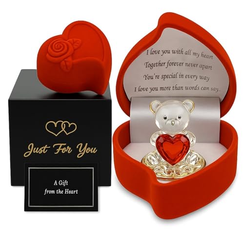 SAFRI Teddy Bear Girlfriend Boyfriend Husband Wife Fiancee Fiance Gift Christmas Valentines day Gift Boxed Glass Ornament Mum Mothers Day Present
