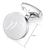 HONEY BEAR Initial Alphabet Letter Cufflinks Tie Clip Set for Mens - Round Stainless Steel, for Business Wedding Gift,Brushed Silver (M) #3