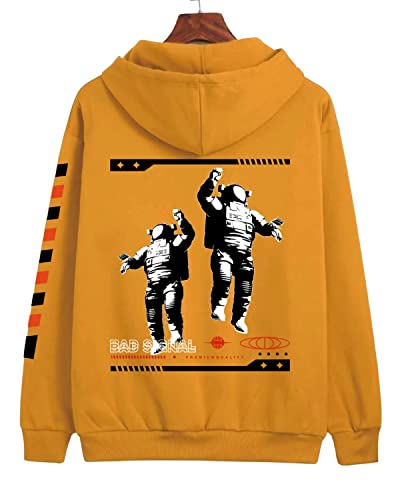 Image of Veirdo Cotton Fleece Regular Fit Full Sleeve Hooded Sweatshirt Front and Back Graphic Printed Jumper Hoodie for Men