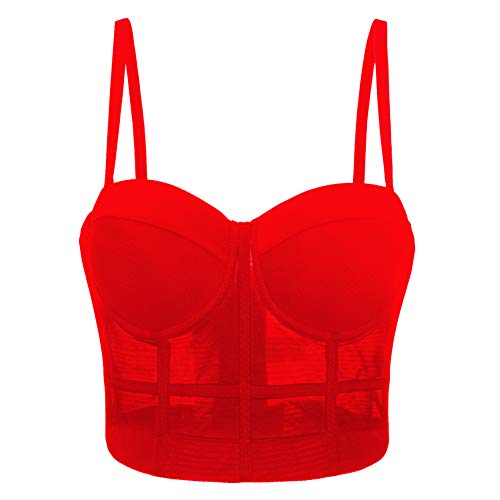 Woboren Damen Korsett Bustier BH Dessous Tank Top Tr?gertop Crop Top Corsage Schlanke Weste (rot XL)