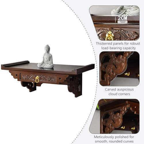 Mesa altar personal budista de madera para rituales espirituales y oraciones 5