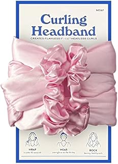 Geiomoo Curling Rod Headband, Heatless Hair Curlers, Silk Ribbon DIY Styling Tools (Pink)