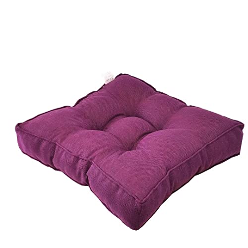 Coussin de Sol Violet en Lin pour Balcon et Coin Lecture