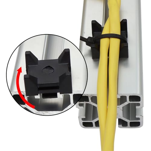 Evecad 10 Packs 15 and 40 Series Plastic Zip Tie Mounting Block Cable Tie Mount, Wire Management Block Used with 40 Series Aluminum T-Slot Extrude Profiles