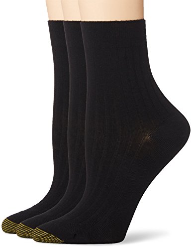 Gold Toe Women's Non-Binding Salon Short Crew 3 Pack, Black, 9-11