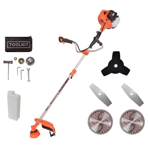 Roçadeira Profissional 65CC 3HP Gasolina 2 Tempos Disco 80 Dentes Lâmina 2 Pontas Facão Acessórios Incl.