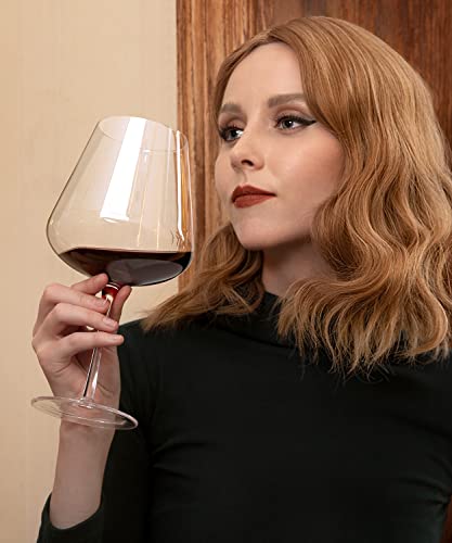 Rovsya Red Wine Glasses Set Of 4-28Oz Large Wine Glasses Hand Blown Crystal-Clearer,Lighter For Wine Tasting, Gift Packaging For Valentine's Day, Anniversary, Father's Day, Birthday #TOP2