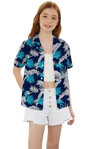 Image of Betusline Girls' and Womens' Hawaiian Shirt Blouse Button Down Beach Shirts