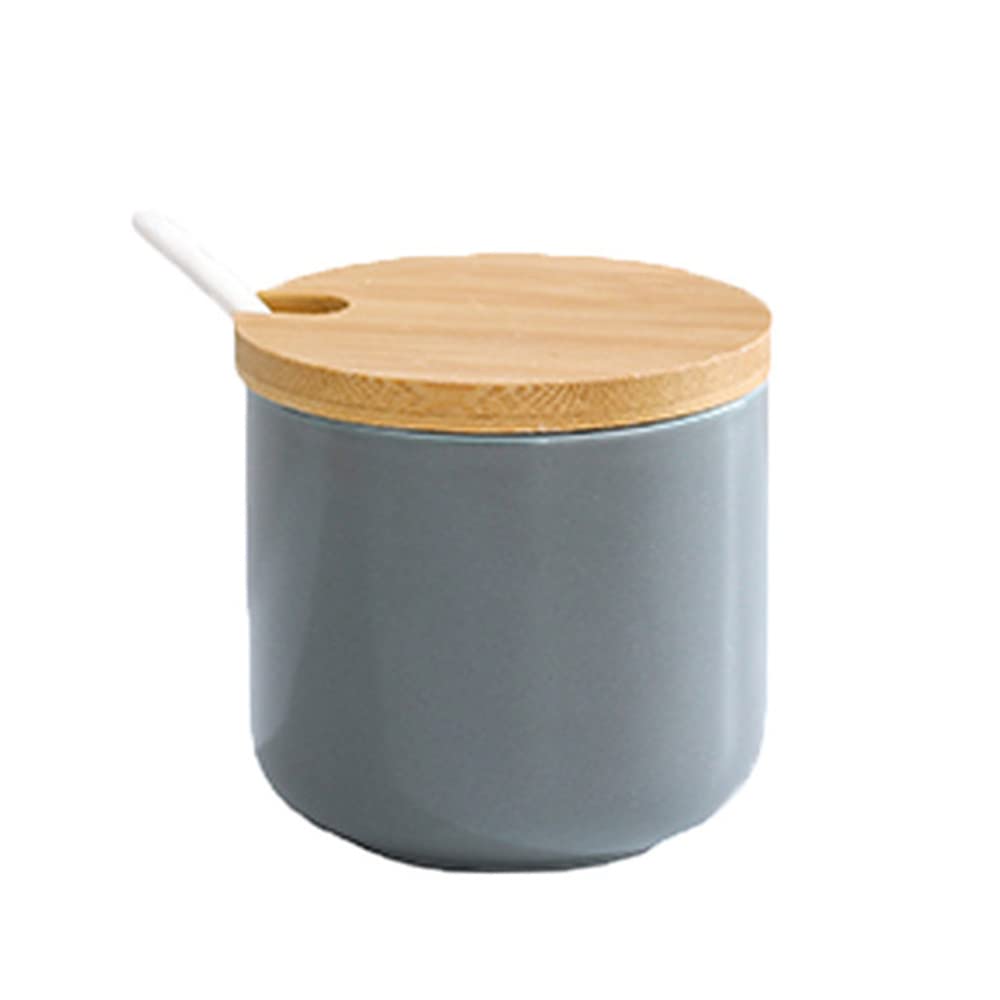 260ml/9oz Sugar Bowl, Ceramic Spice Jar Salt Container with Lid and Spoon for Home and Kitchen