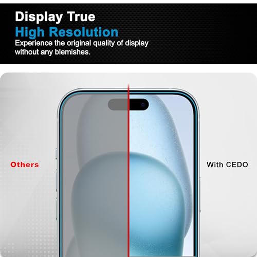 Image of CEDO Magic Box Tempered Glass for iPhone 15 | Dust & Bublle Free Installation Screen Protector with auto Alignment Tool | HD Clear Quality Tempered Glass with Easy Installation Kit (Black)