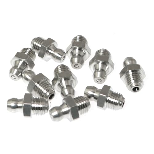 Image of RLECS 10pcs 201 Stainless Steel Straight Nozzle Nipple M8*1mm Straight Grease Fitting Threaded Hydraulic Grease Fitting Male Threaded Straight Hydraulic Grease Fitting Assortment Kit