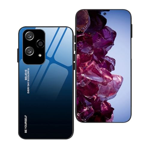 YUEQIAN Case for Honor 200 Lite, Ultra Thin Gradient Color Tempered Glass Back Anti-Scratch Cover