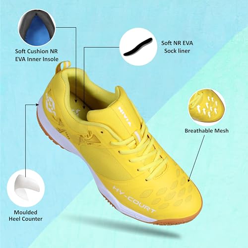 Image of NIVIA HY-Court 2.1 Badminton Shoes for Men | Ultimate Footwear for Court Mastery | Padel Shoes | Pickleball Shoes | Non-Marking Court Shoes | Unleash Your Full Court Potential | (Navy Blue /Red /Yellow /Black)