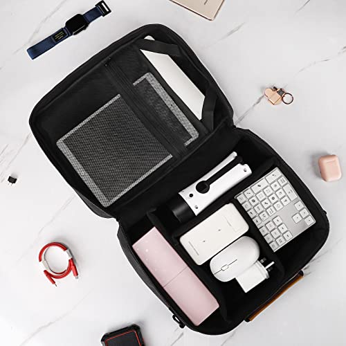 Large Electronics Organizer, Electronics Travel Organizer Shockproof Cord Storage Bag With Shoulder Strap, Waterproof Large Capacity Carrying Case For Cable, Black #TOP6