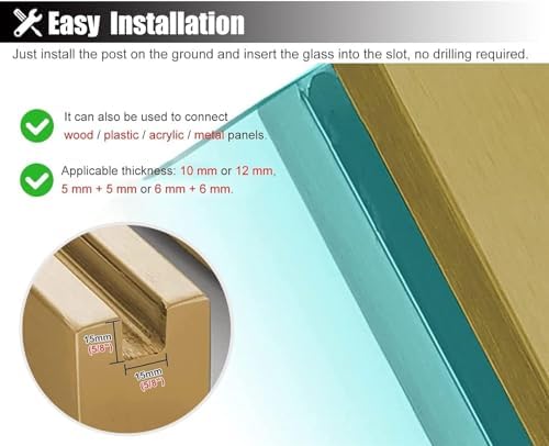 Glass Railing Post System - Secure Balustrade Kit with Square Clamp for Balcony, Staircase, Deck Guardrail - Durable, Easy Install, Modern Design, Safety Compliant