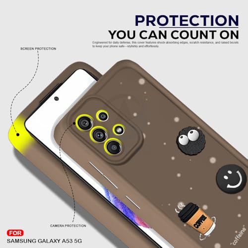 Image of AESTMO Back Case Cover for Samsung Galaxy A53 5G Cover | Cute Fun Cartoon 3D Ball | Coffee Silicone Case | Full Body Protection | Camera Protection Back Cover for Samsung Galaxy A53 5G (Brown)