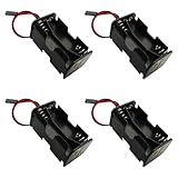 Haldzemo 4 Cell 1.5V AA Battery Holder Plastic Case Box 9V with 2P JR Connector Terminal 14cm Black Red Wire Leads (4 Pack)