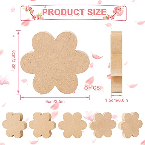 Whaline 8Pcs Wooden Flower Cutouts Unfinished Table Wooden Signs Flower Shaped Craft Tags Slice Ornament For Spring Easter Tiered Tray Decor Home Kitchen Office School Mantle Decor Diy Art Craft #TOP1