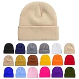 NPQQUAN Unisex Beanie Hats for Men Women Winter Knit Beanies Beige