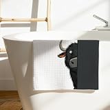 Whimsical Peeking Yak Towels