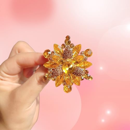 Image of Rhinestone Flower Brooch Pin for Women Red Black Purple Flower Broochs Pin Hat Christmas Brooch Jewelry