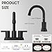 Phiestina 4 Inch 2 Handle Centerset Matte Black Lead-Free Modern Bathroom Faucet, 360 Swivel Spout 2-3 Hole RV Bathroom Vanity Sink Faucet with Pop Up Drain and Water Supply Lines,BF015-1-MB