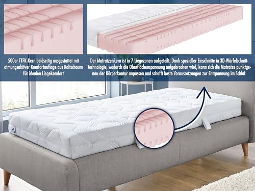 Irisette Lotus orthopädische 7-Zonen Komfortschaummatratze, Härtegrad 3 (mittelfest), 80 x 190 cm, Öko-Tex zertifiziert, produziert nach deutschem Qualitätsstandard