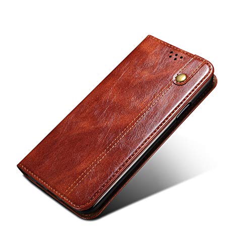 Image of Pirum Flip Cover for IQOO NEO9 PRO Back Cover with Magnetic Closure Leather Case with Card Slots (Brown)
