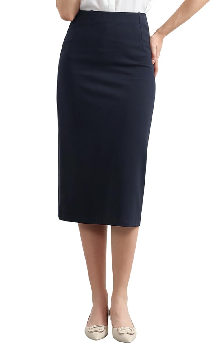 ZXIHZF Women’s Classic Below Knee Pencil Skirt Stretch Line Midi Skirt of Business Casual Outfits