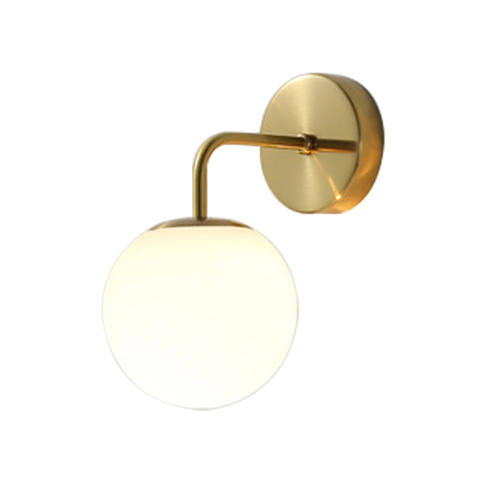 HUAYUSEDF Nordic Modern Wall Sconce Indoor Brass Finish Lights with Glass lampshade Study Room Lamp E14 Living Bedroom Light Lighting Fixtures (Gold 2)(Gold 2)