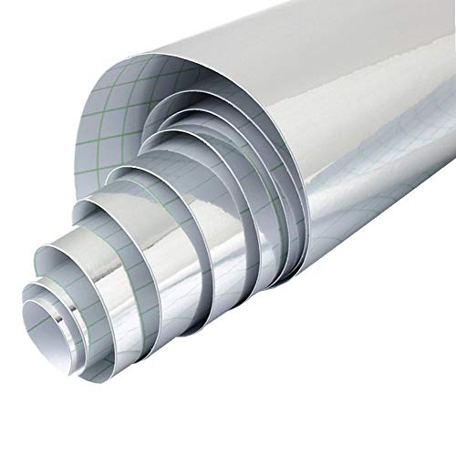 Yija Chrome Silver Self-Adhesive Vinyl Wrap Car Sticker Decal Film Sheet 15"X118" #TOP1