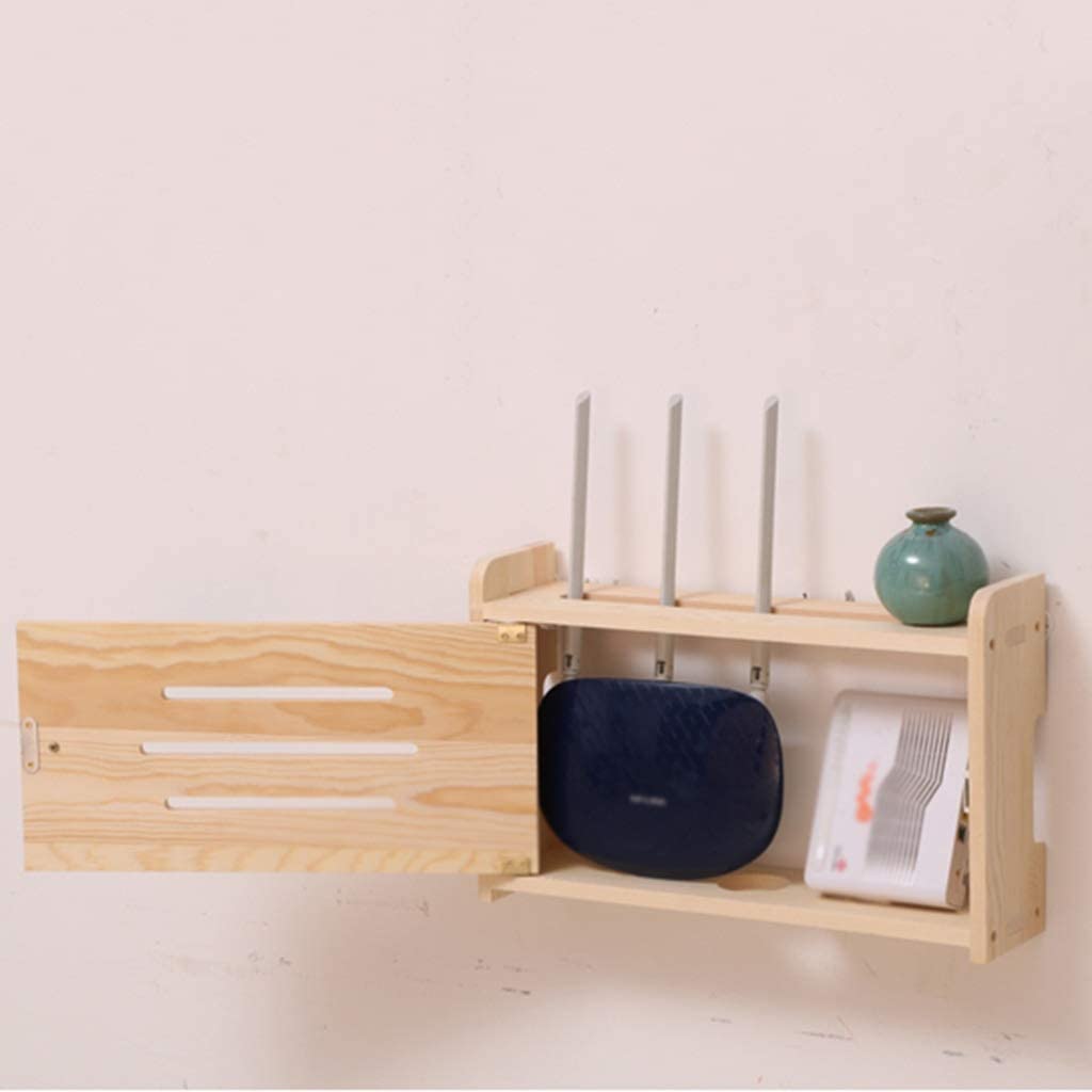 ❀❀❀Wifi-Router-Regal,Desktop-Deko-Box, Aufbewahrungsbox for kabellose Router – Regal for kabellose WLAN-Router, Wohnaccessoires, kleiner Router aus Kastanienholz, 8 Würfel-Organizer, frei stanzbare Ma