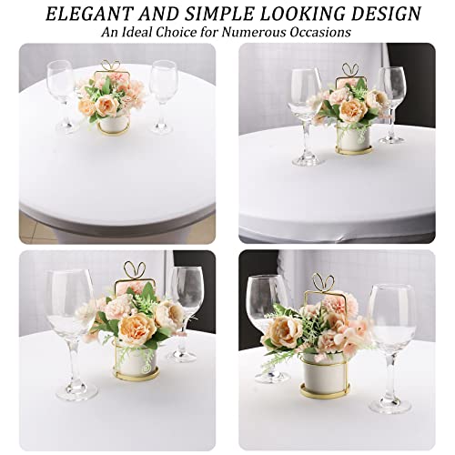Image of Fivenl 4 Pack 32x43 Inch Cocktail Table Cover Spandex Stretch Square Corners Tablecloth, White Cocktail Fitted High Top Table Cloth for Bar, Weddings, Birthday, Banquet, Outdoor Party (White)